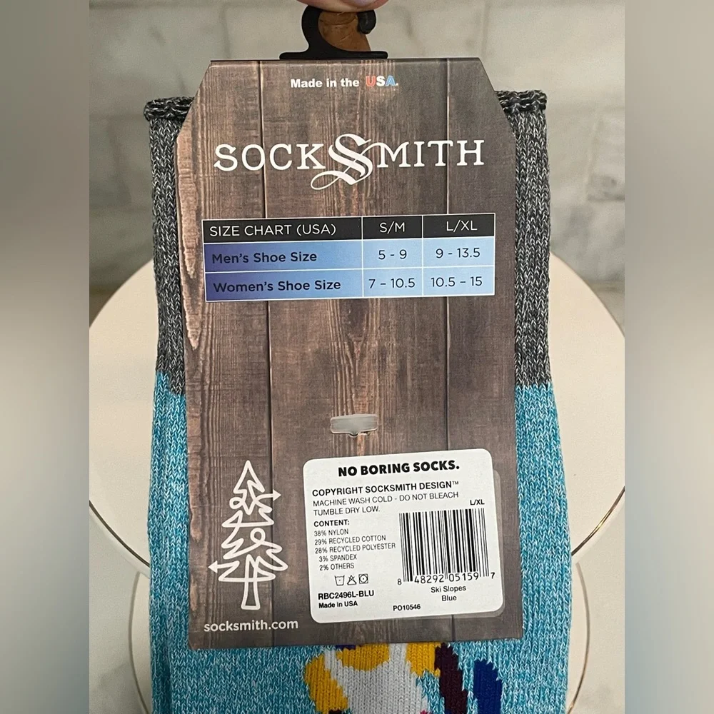 Socksmith Outland USA Recycled Cotton Ski Socks- New with Tags‎ Size L/XL